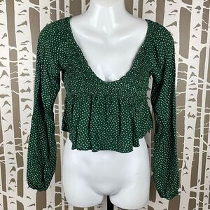 L.A. Hearts Ditsy Floral Cropped Smocked Top XS